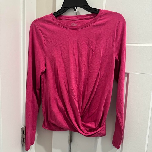 Tops - J.crew Hot pink long sleeve top with twist detail size M
